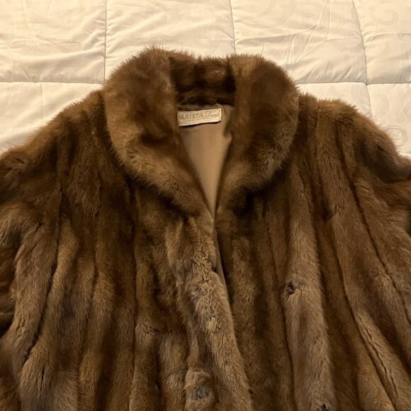 Vintage Lunamarine Real Mink Fur 3/4 Length Coat, Brown, Arista Furs - Picture 5 of 8